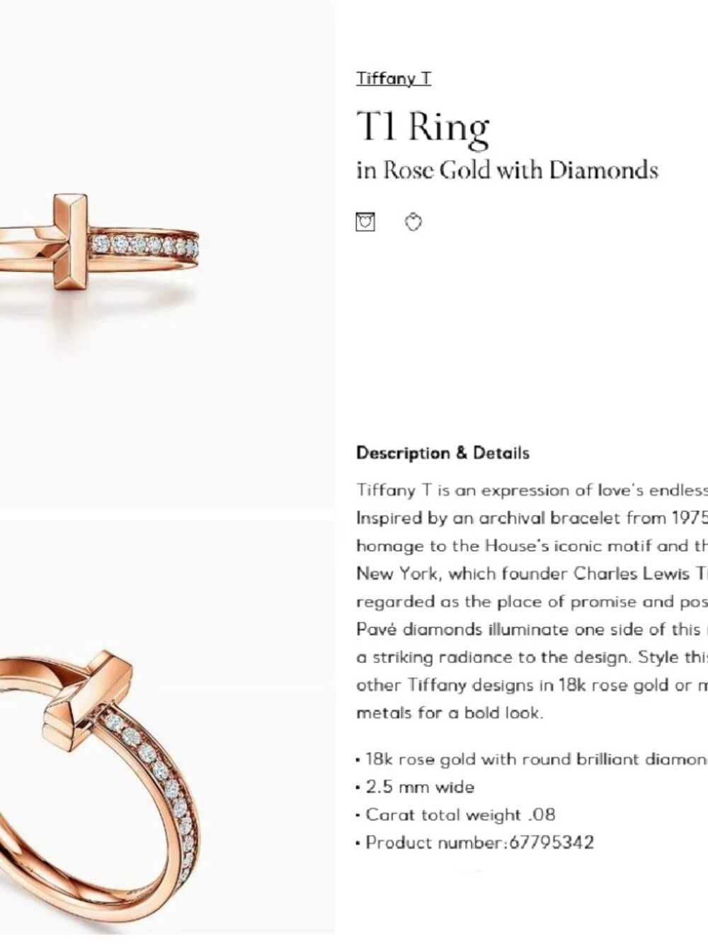 Tiffanny T1 Band in Gold